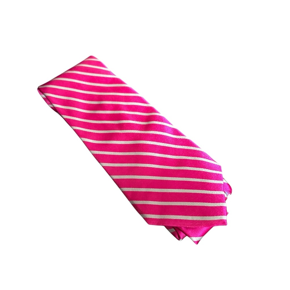 Men's US Polo Assn. Pink &‎ Silver Striped 100% Silk Tie 60" x 3.5" Neck Tie